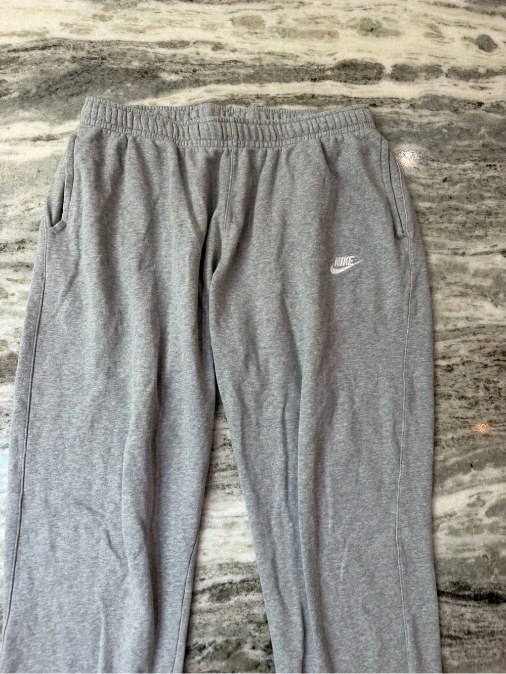 Nike Grey Men's Fleece Joggers Sweatpants with Embroidered Logo